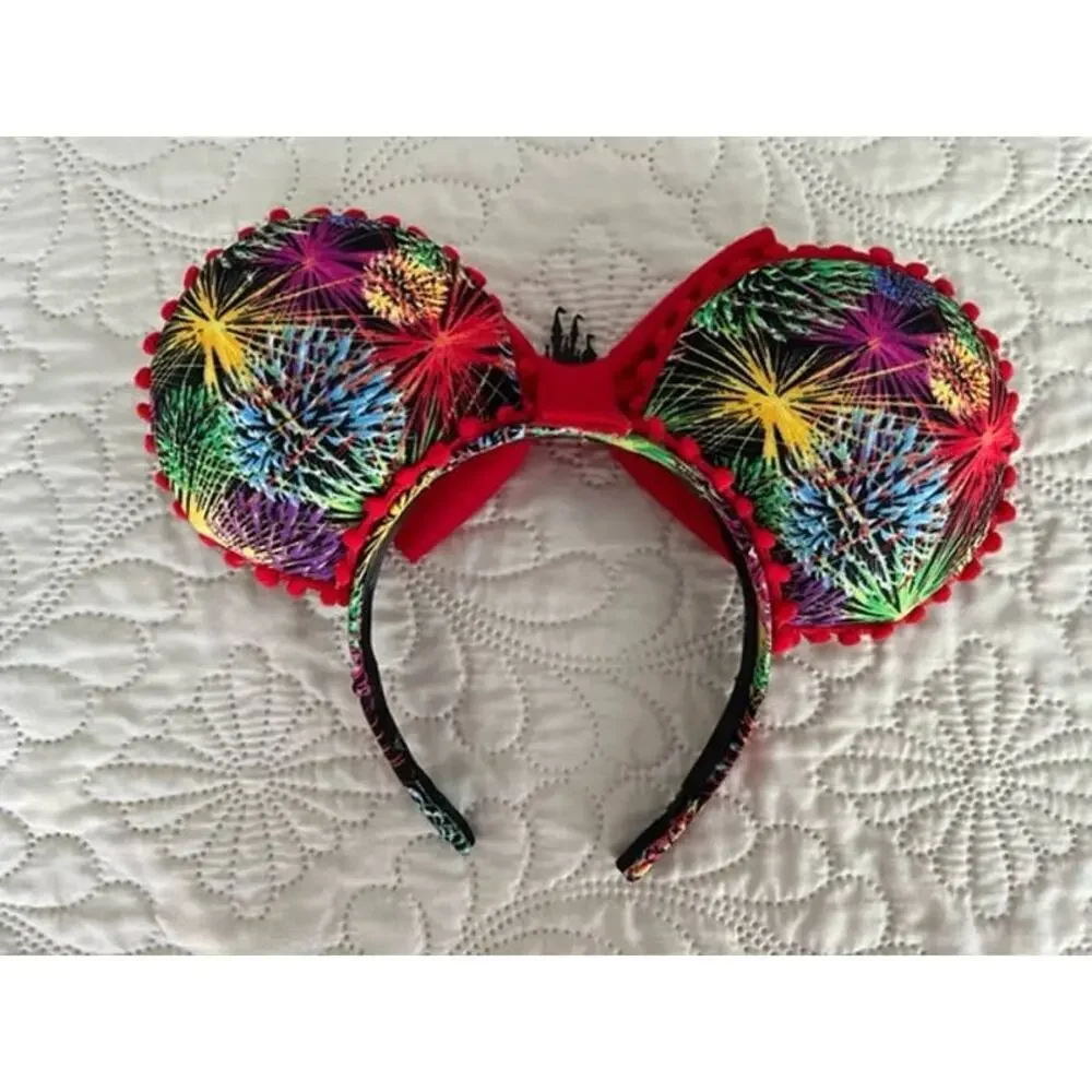 Disney Magic Kingdom Castle Fireworks Handmade Minnie Ears